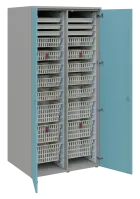 EUROMEDICA D - 90 ABS skříň léková boxová, 2-dveřová, 1950x900x735, korpus šedý, dvířka obloha